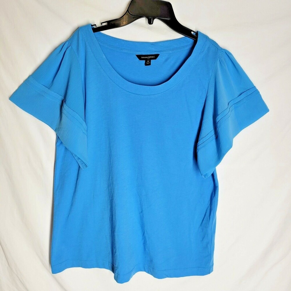 BANANA REPUBLIC Women's Short Sleeve Top Turquoise Size Medium